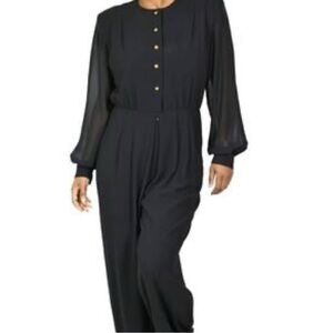 Liz Claiborne Classic 80’s Jumpsuit 12 Black Wide Leg